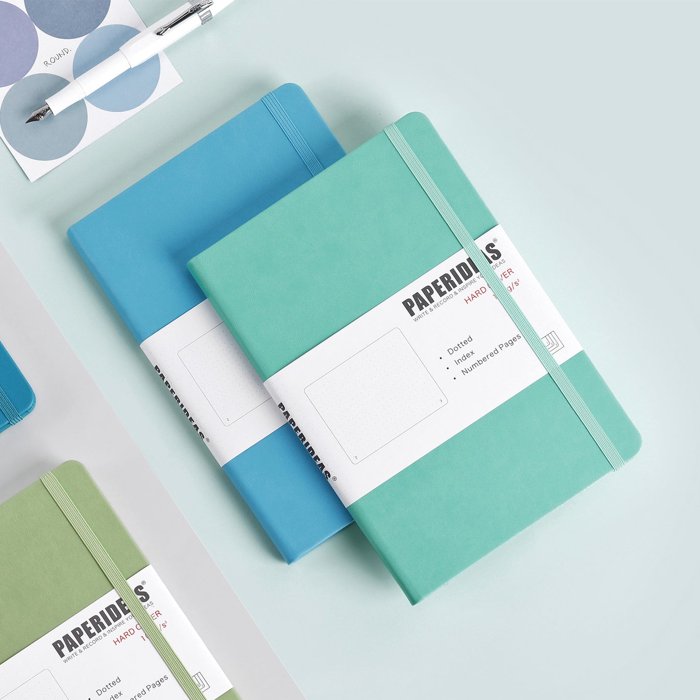 PAPERIDEAS Notebook, hard cover, A5 size (14.3 x 21 cm), Ruled, Squared, and Dotted Pages, with elastic band