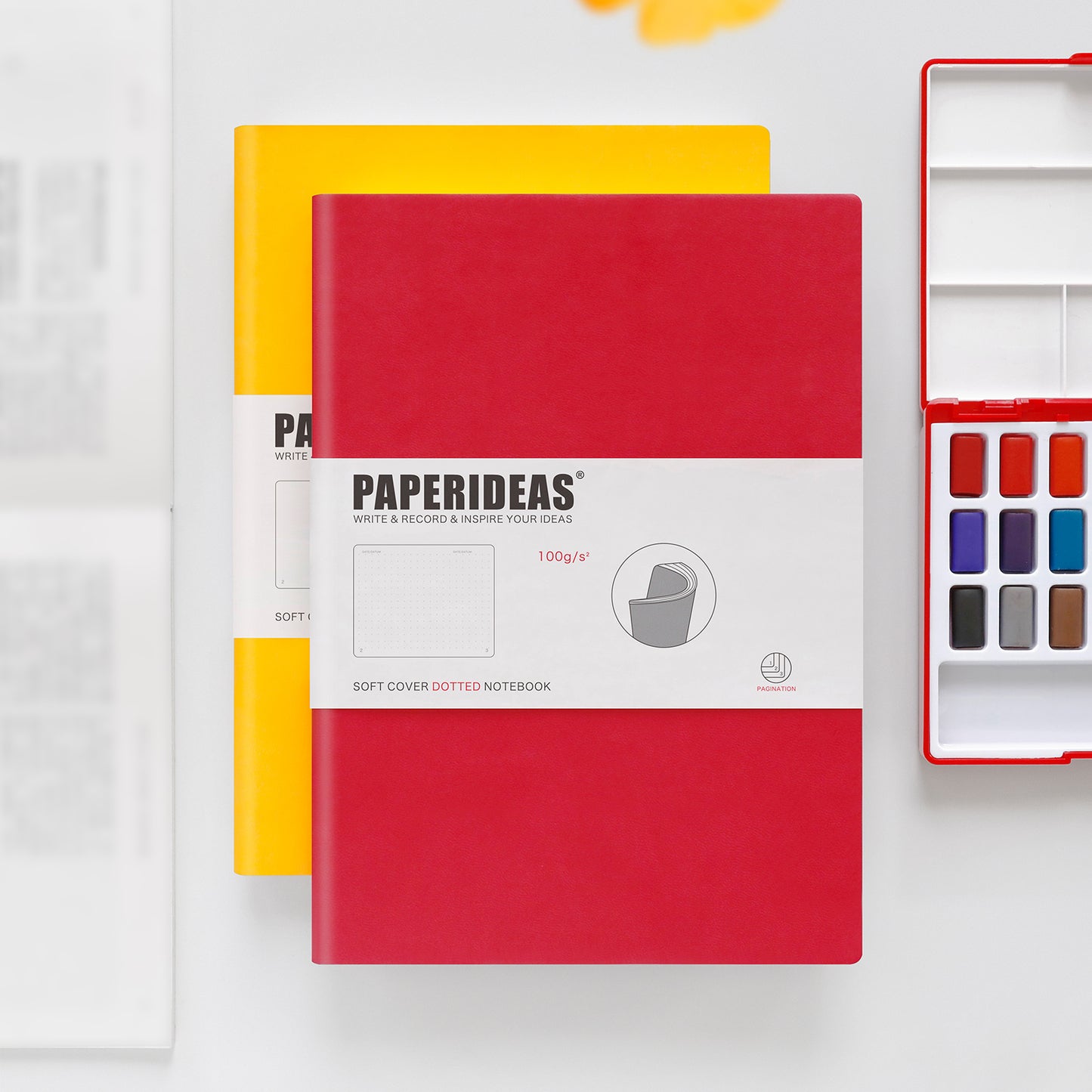 PAPERIDEAS Notebook B5 size (17.2cm wide x 24.6cm long) Leather soft cover All pages numbered Ruled, Squared, Dotted