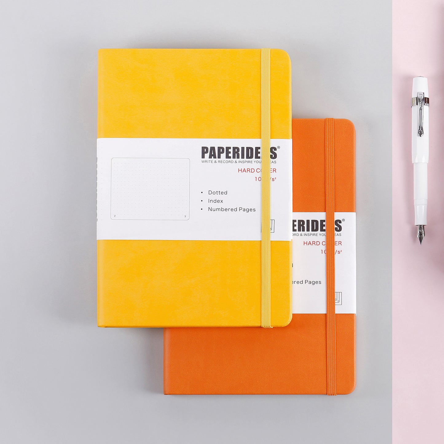 PAPERIDEAS Notebook, hard cover, A5 size (14.3 x 21 cm), Ruled, Squared, and Dotted Pages, with elastic band