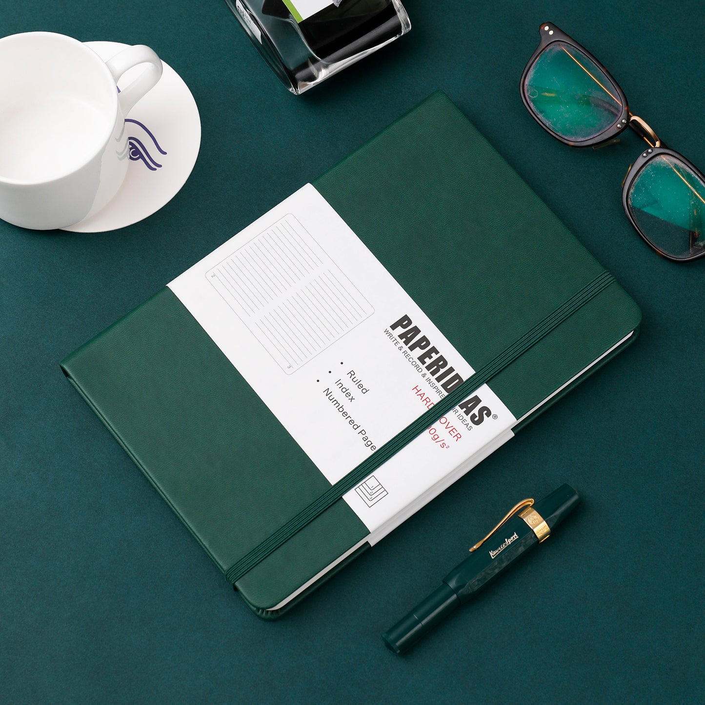 PAPERIDEAS Notebook, hard cover, A5 size (14.3 x 21 cm), Ruled, Squared, and Dotted Pages, with elastic band