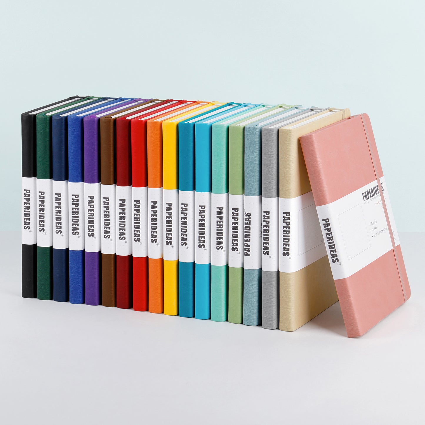 PAPERIDEAS Notebook, hard cover, A5 size (14.3 x 21 cm), Ruled, Squared, and Dotted Pages, with elastic band