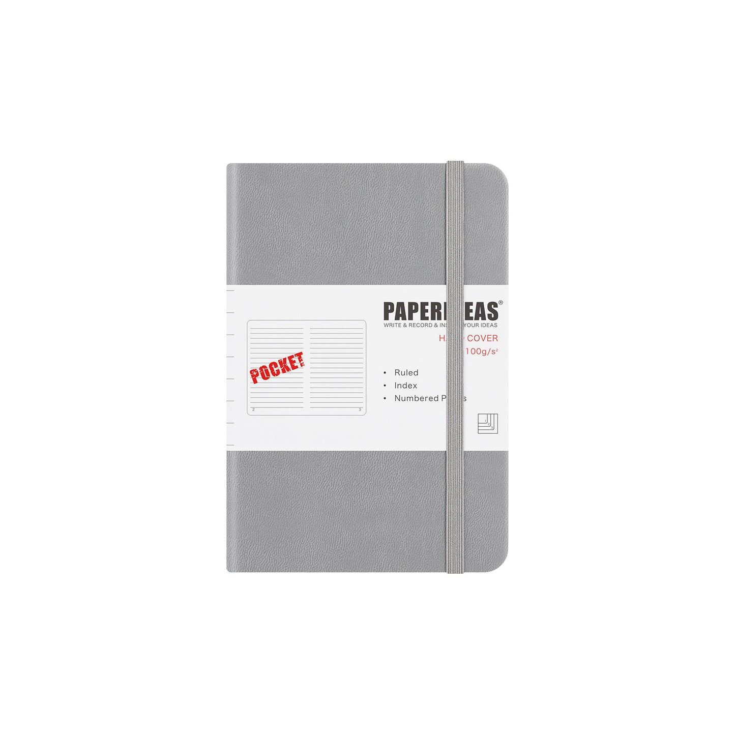 PAPERIDEAS Notebook A6 Pocket Size (10cm wide x 15cm long) Hard Cover with Elastic Band