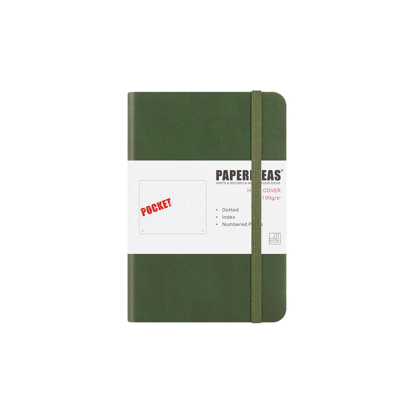 PAPERIDEAS Notebook A6 Pocket Size (10cm wide x 15cm long) Hard Cover with Elastic Band