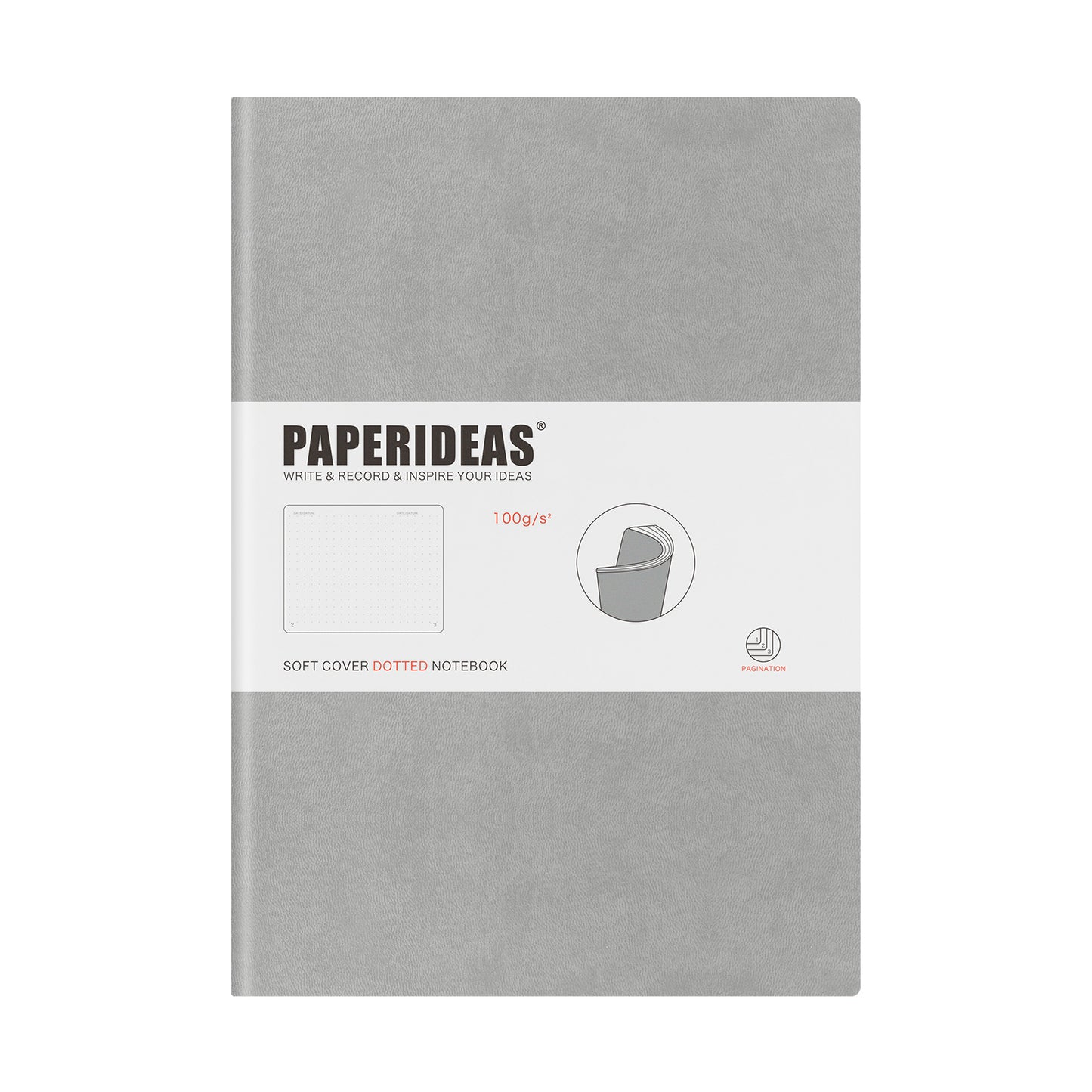 PAPERIDEAS Notebook B5 size (17.2cm wide x 24.6cm long) Leather soft cover All pages numbered Ruled, Squared, Dotted