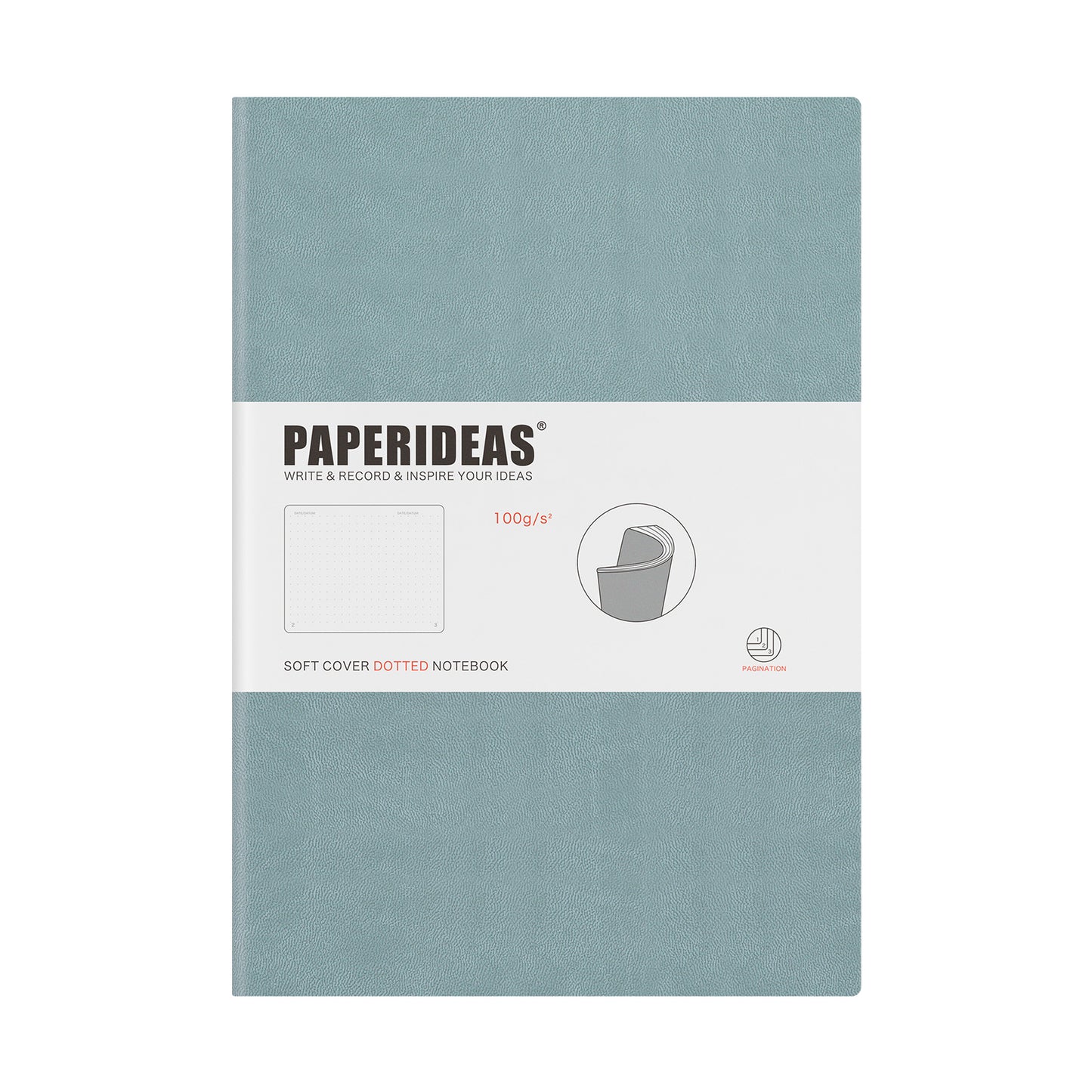 PAPERIDEAS Notebook B5 size (17.2cm wide x 24.6cm long) Leather soft cover All pages numbered Ruled, Squared, Dotted