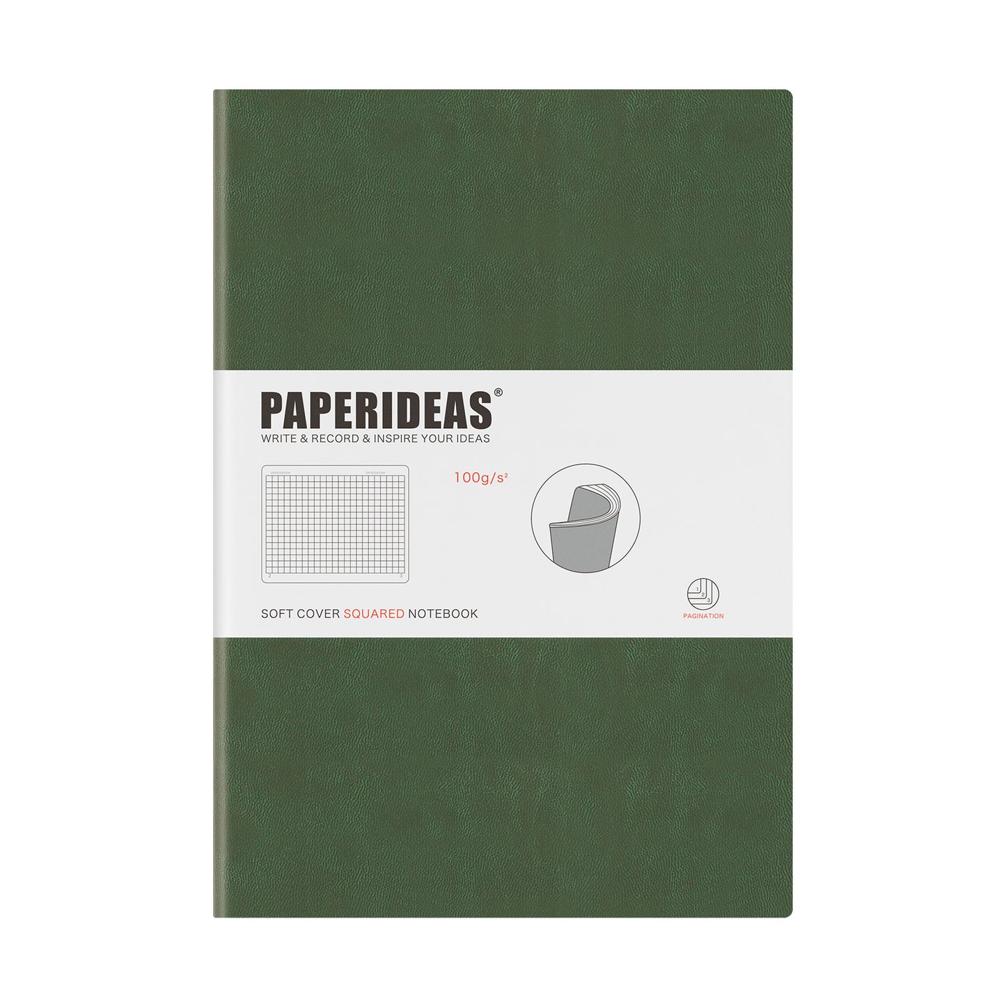 PAPERIDEAS Notebook B5 size (17.2cm wide x 24.6cm long) Leather soft cover All pages numbered Ruled, Squared, Dotted