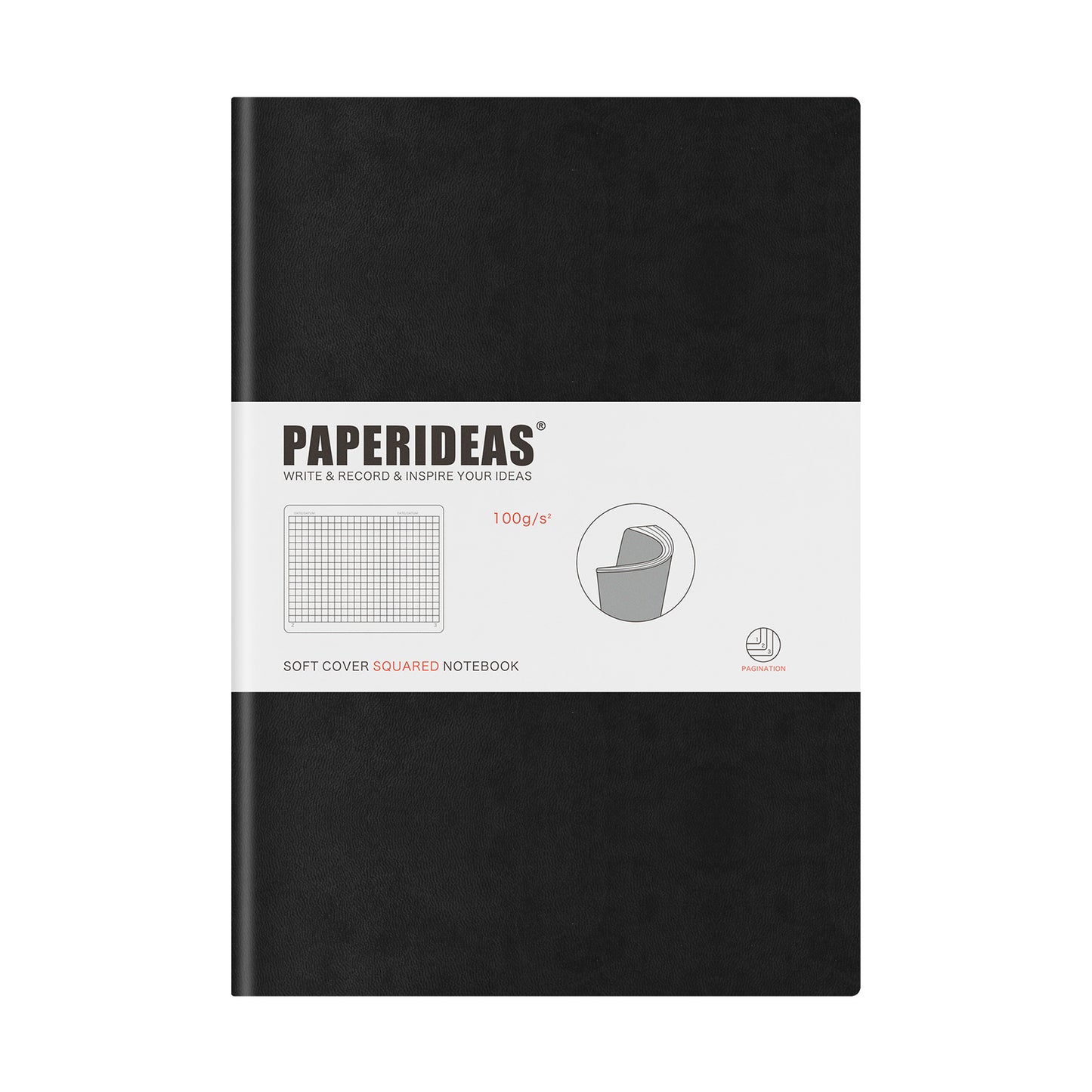 PAPERIDEAS Notebook B5 size (17.2cm wide x 24.6cm long) Leather soft cover All pages numbered Ruled, Squared, Dotted