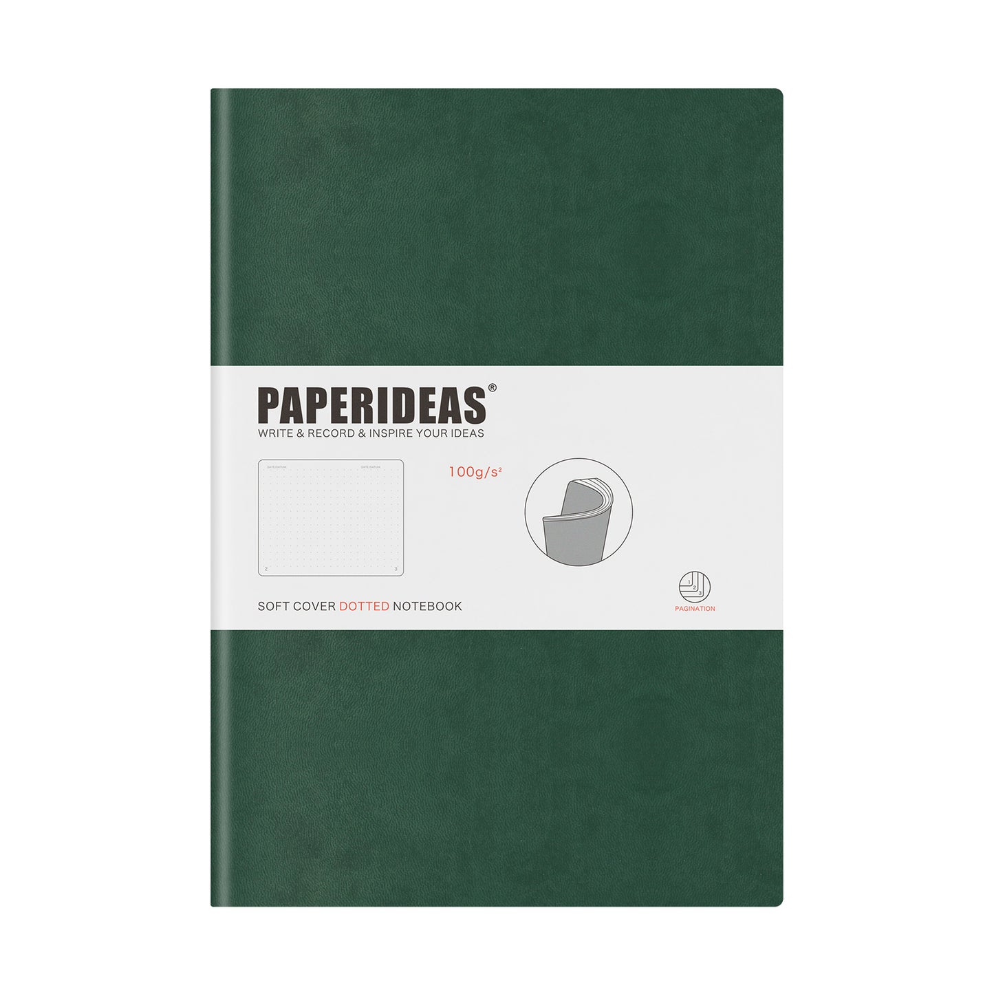 PAPERIDEAS Notebook B5 size (17.2cm wide x 24.6cm long) Leather soft cover All pages numbered Ruled, Squared, Dotted