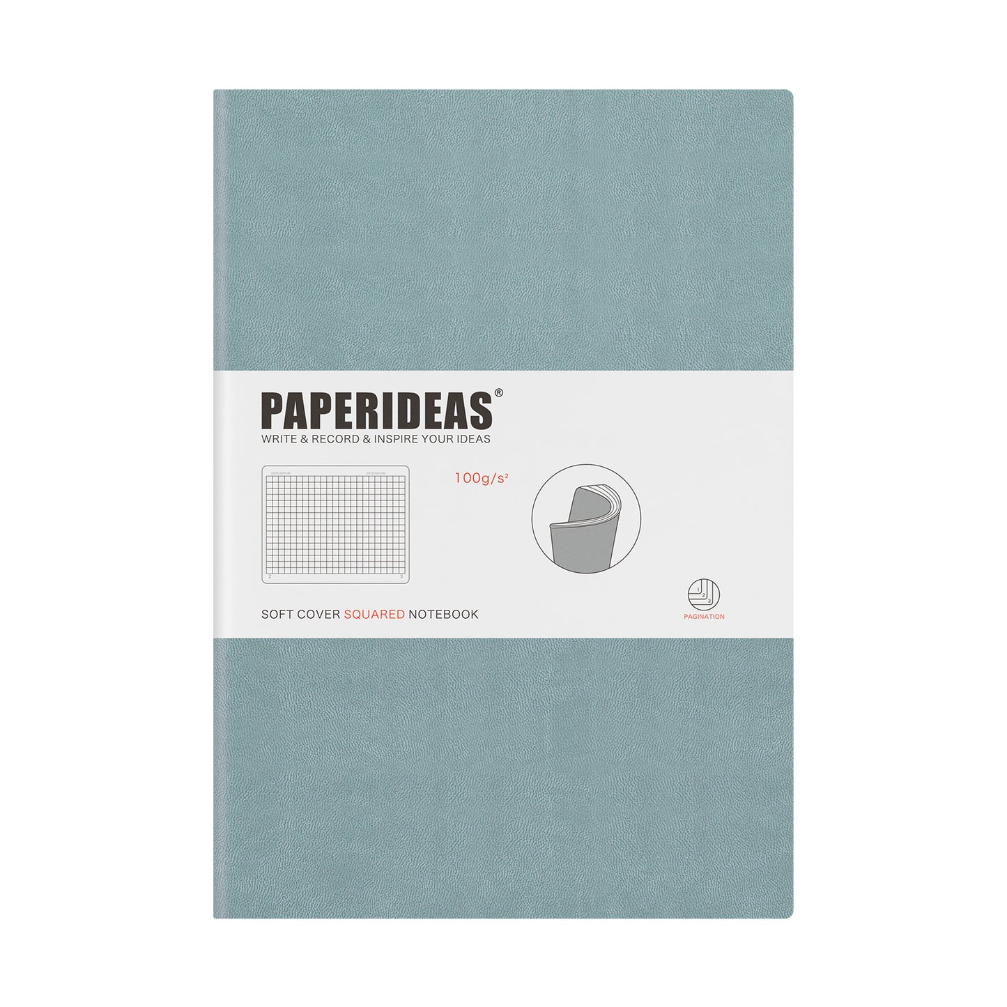 PAPERIDEAS Notebook B5 size (17.2cm wide x 24.6cm long) Leather soft cover All pages numbered Ruled, Squared, Dotted