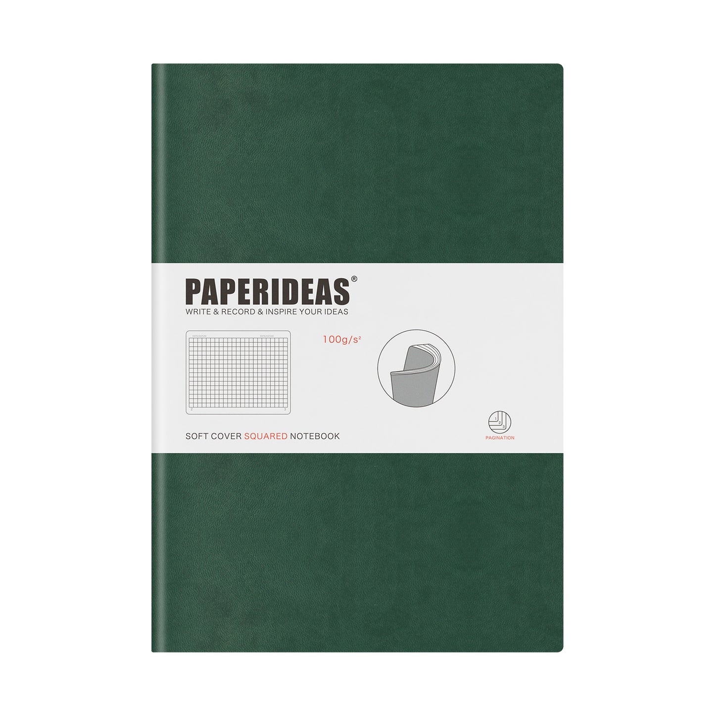 PAPERIDEAS Notebook B5 size (17.2cm wide x 24.6cm long) Leather soft cover All pages numbered Ruled, Squared, Dotted