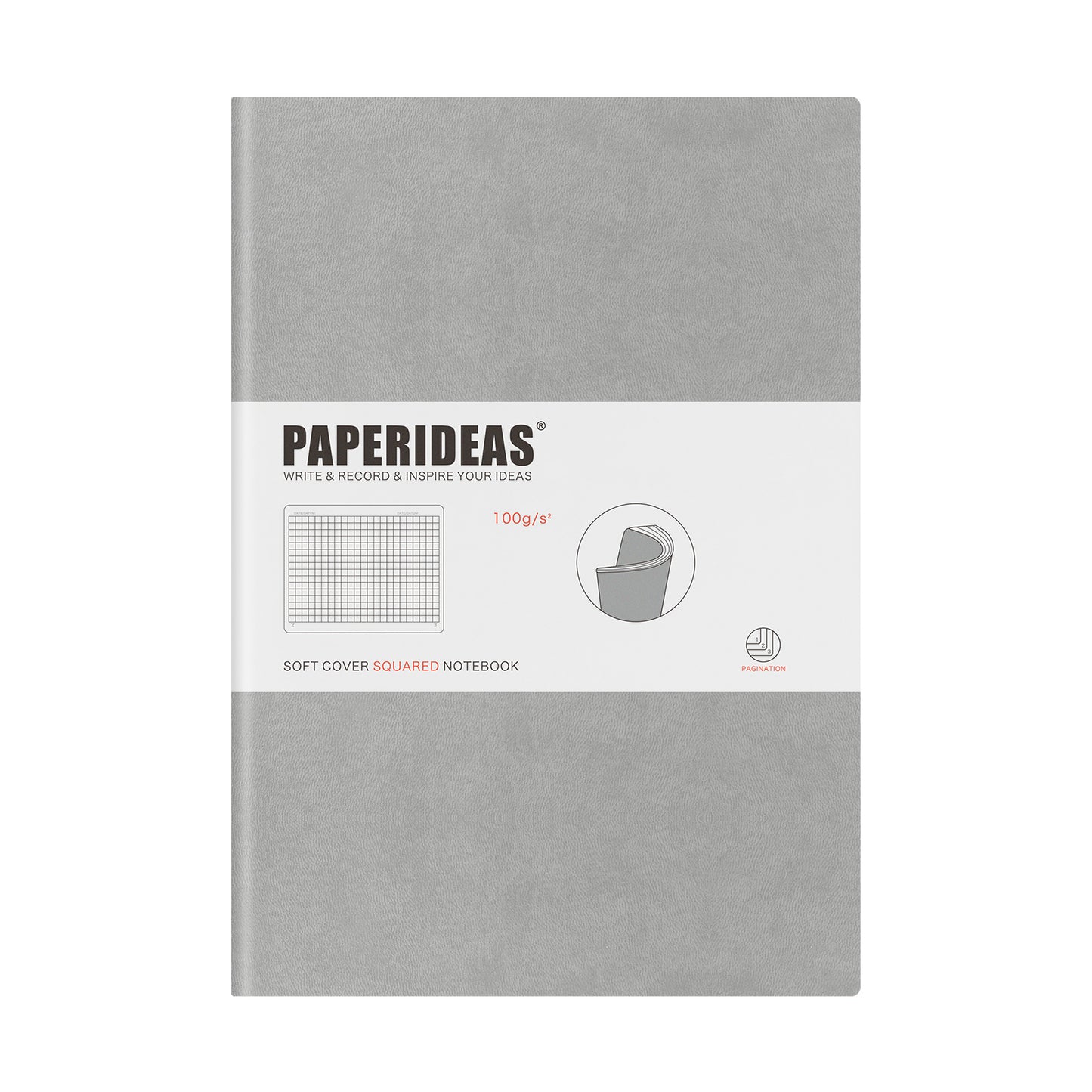 PAPERIDEAS Notebook B5 size (17.2cm wide x 24.6cm long) Leather soft cover All pages numbered Ruled, Squared, Dotted