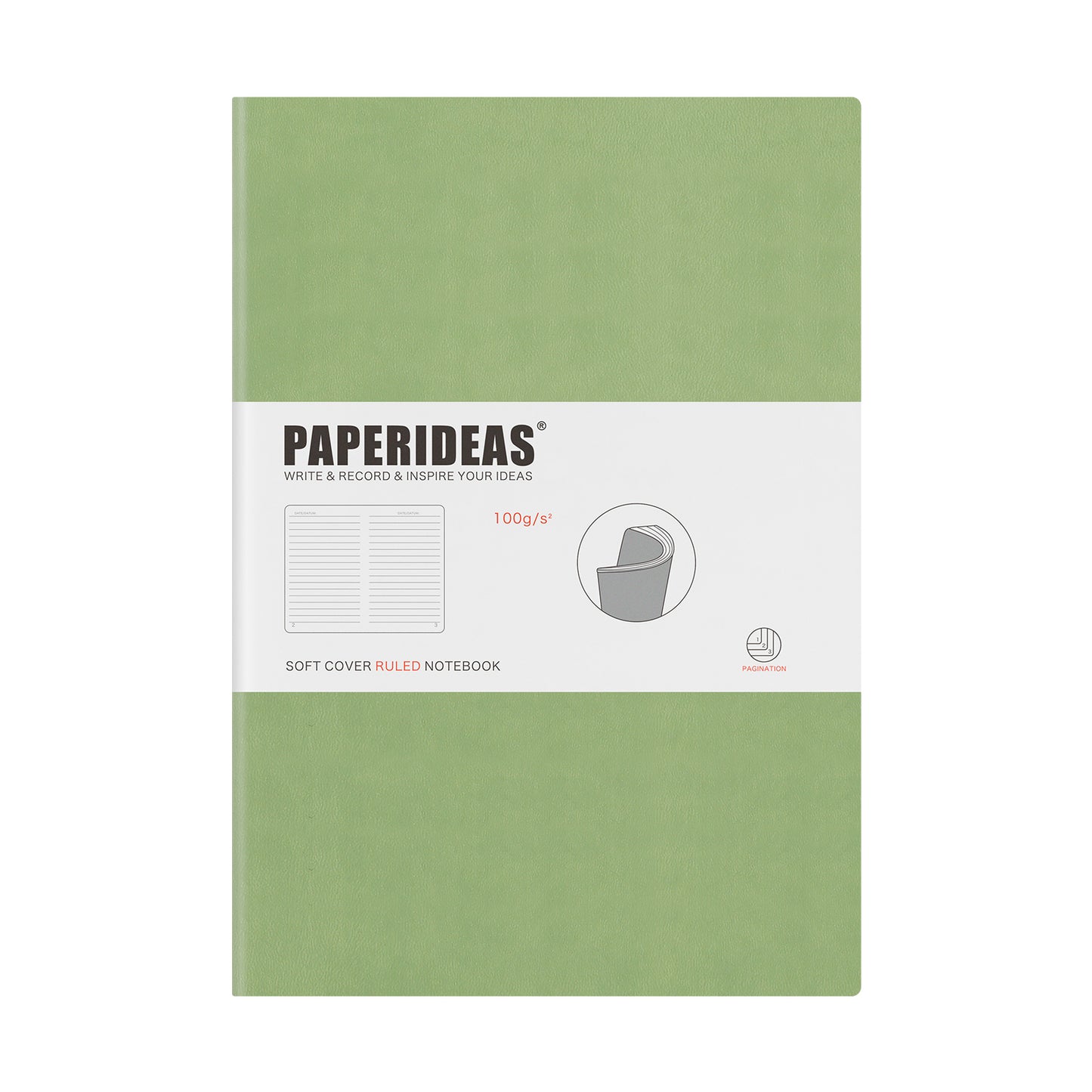 PAPERIDEAS Notebook B5 size (17.2cm wide x 24.6cm long) Leather soft cover All pages numbered Ruled, Squared, Dotted