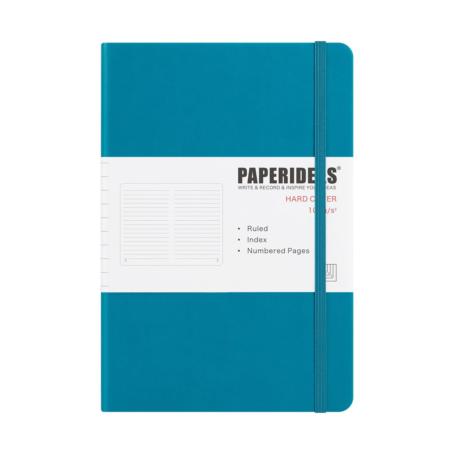 PAPERIDEAS Notebook, hard cover, A5 size (14.3 x 21 cm), Ruled, Squared, and Dotted Pages, with elastic band