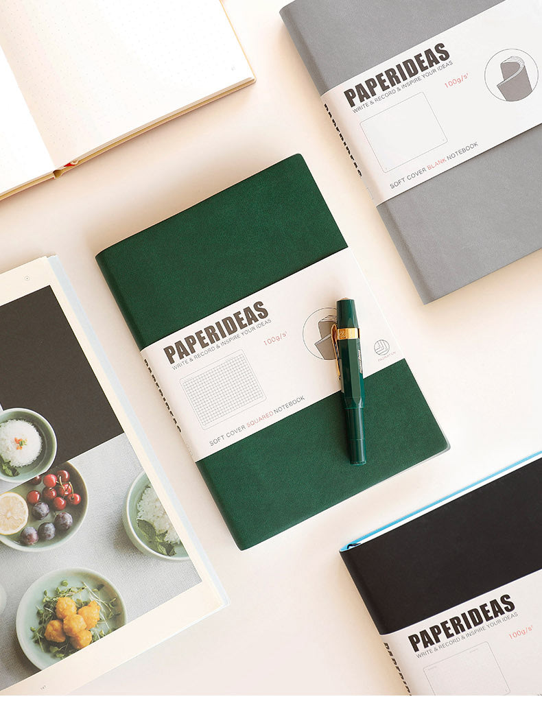 PAPERIDEAS ノート A5サイズ(横14.3×縦21 cm) ソフトカバー 横罫、方眼、ドット入り