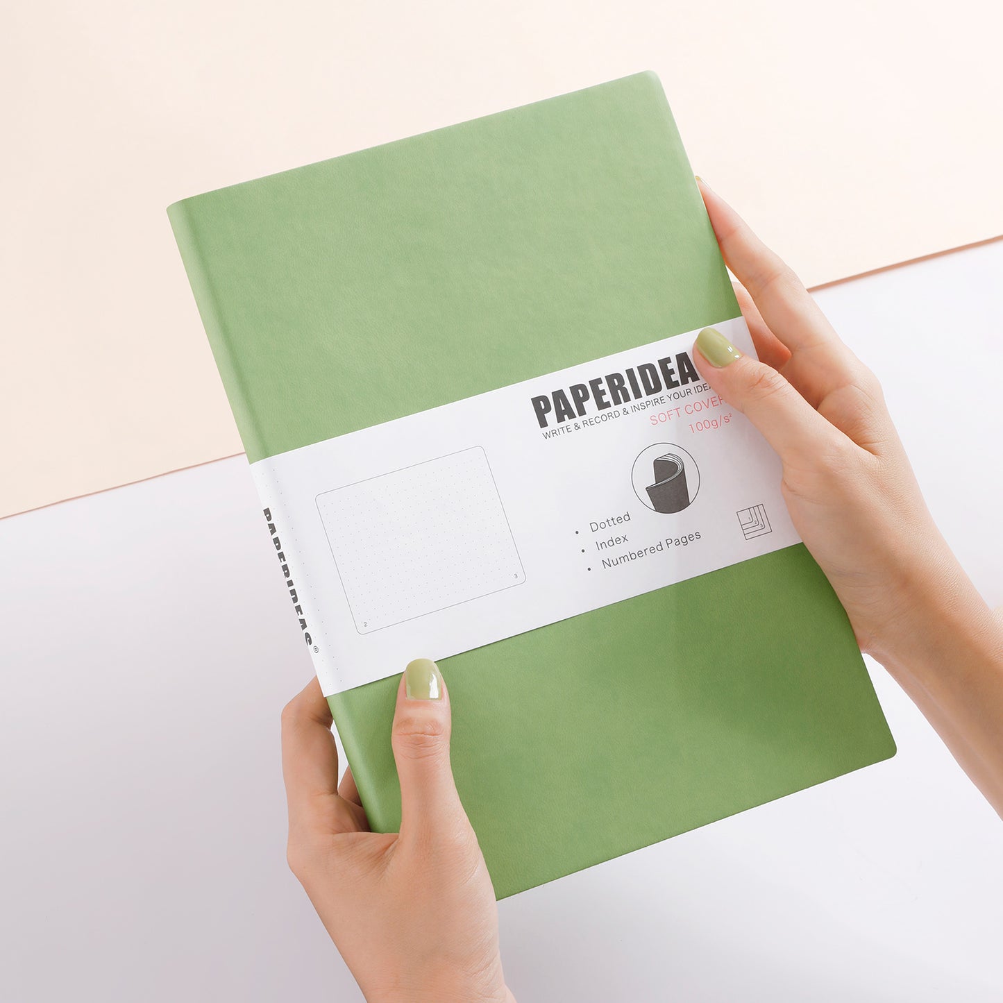 PAPERIDEAS Notebook B5 size (17.2cm wide x 24.6cm long) Leather soft cover All pages numbered Ruled, Squared, Dotted
