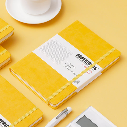 PAPERIDEAS Notebook, hard cover, A5 size (14.3 x 21 cm),  Ruled, Squared, and Dotted Pages,  with elastic band