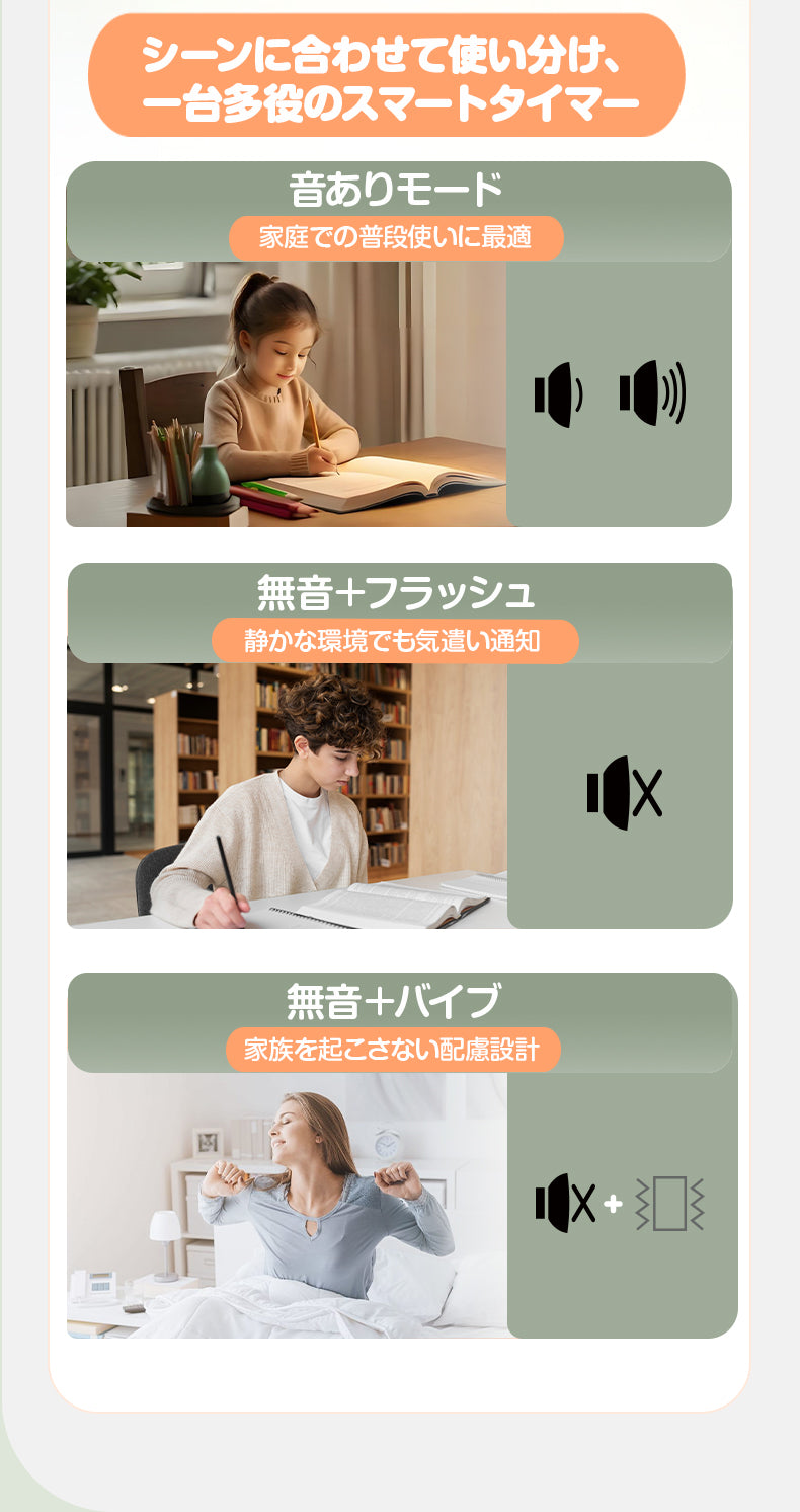 K&Z 学習タイマー 多機能【勉強・試験・キッチンに最適】大画面見やすい 強力マグネット&スタンド付き 赤色フラッシュ/振動アラーム 消音機能 最大100時間計測 学習タイマー