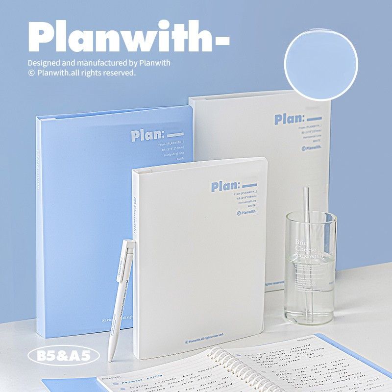 【新発売】Planwith Savvy ハードカバー ルーズリーフバインダー A4/A5/B5サイズ｜100g上質紙 替えリフィル対応 書き心地なめらか 学生向け 資料整理 ノート 勉強用 仕事用 日記 ギフト 全6色