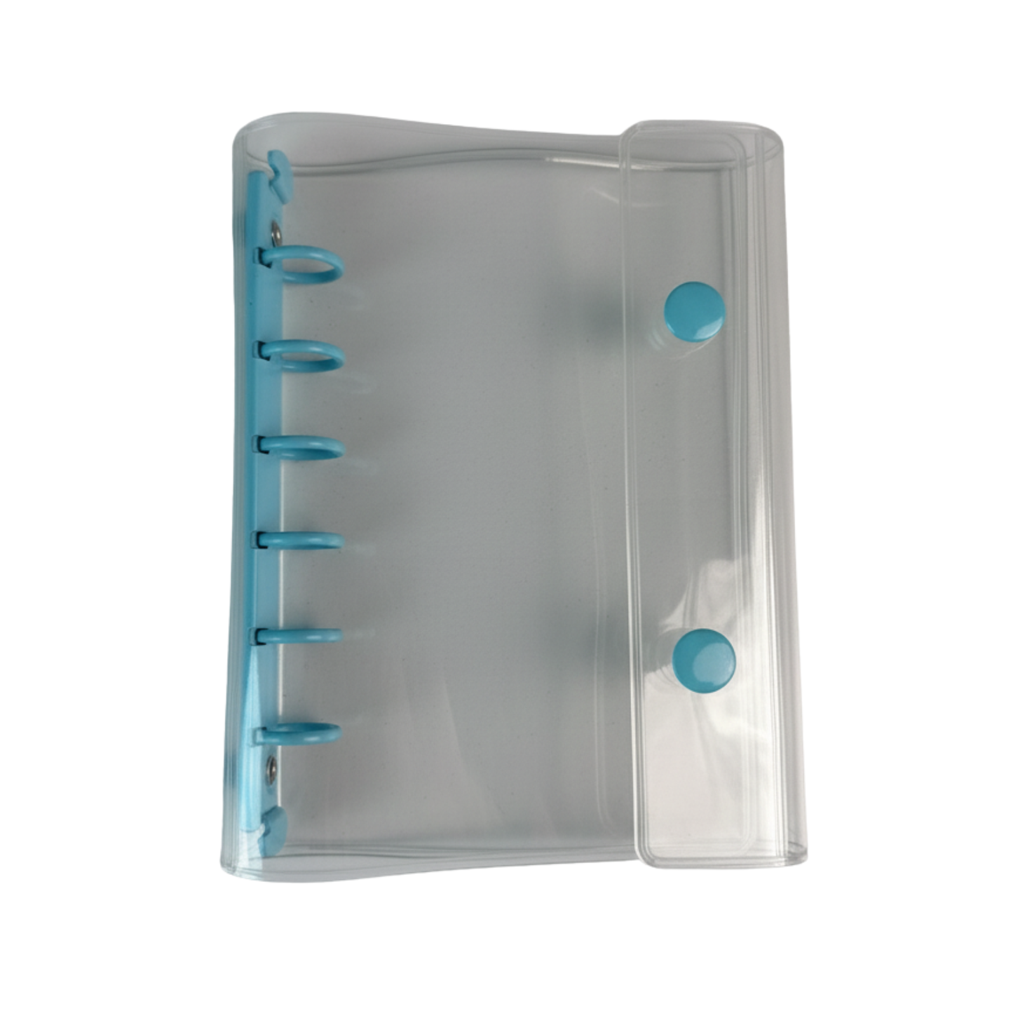 透明 シール帳 A7サイズ ダブルボタン PVCカバー カラフルリング 6穴 ミニ手帳 ノート 学生用 メモ 推し活 コラージュにも