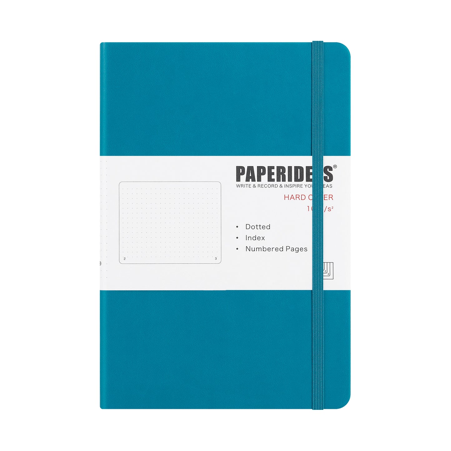 PAPERIDEAS Notebook, hard cover, A5 size (14.3 x 21 cm),  Ruled, Squared, and Dotted Pages,  with elastic band