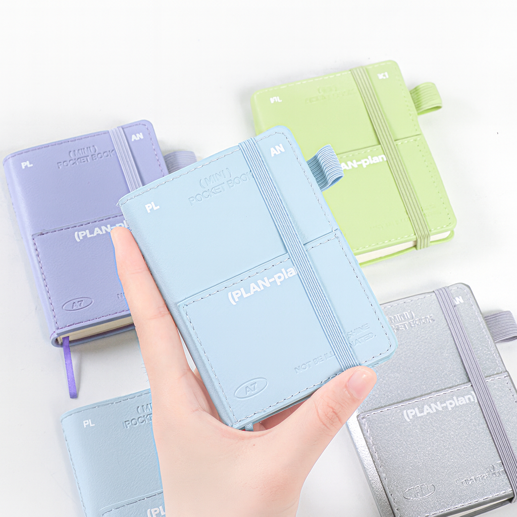 【新発売】 ミニノート A7 無地 方眼 PUカバー 防水 ペンホルダー ゴムバンド付き A7ノート 小さいノート ミニ手帳 小さい a7サイズ 手帳 Planwith mini 全4色