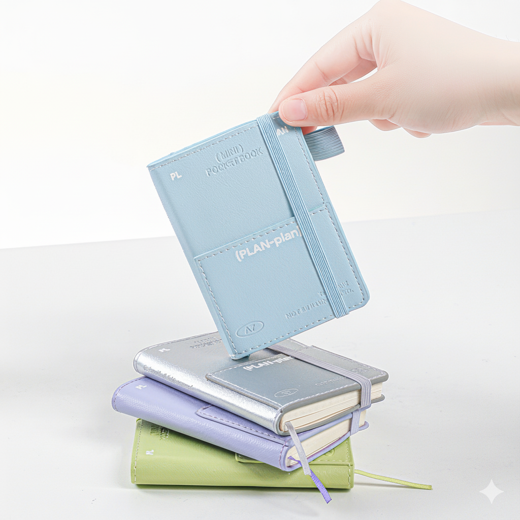 【新発売】 ミニノート A7 無地 方眼 PUカバー 防水 ペンホルダー ゴムバンド付き A7ノート 小さいノート ミニ手帳 小さい a7サイズ 手帳 Planwith mini 全4色