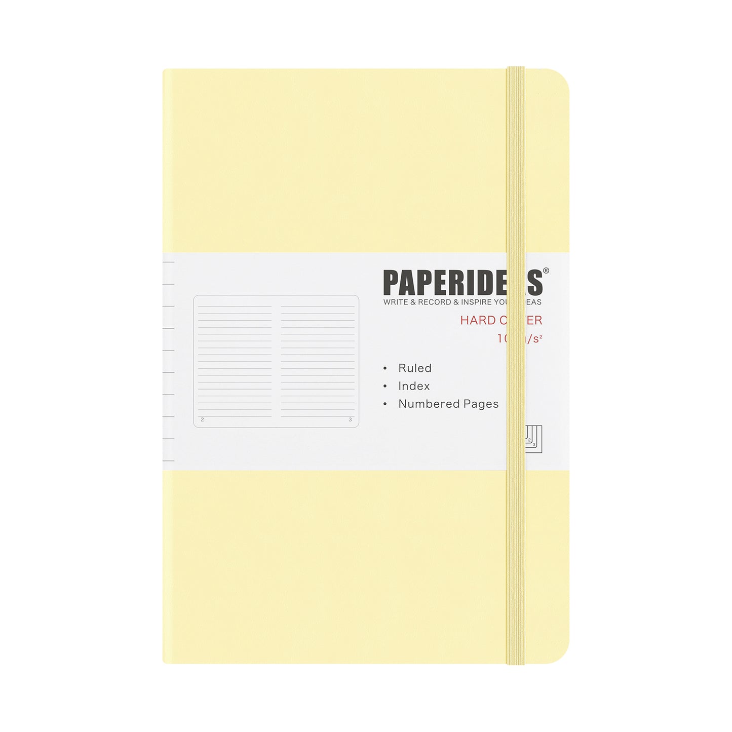 PAPERIDEAS  ノート  ハードカバー  A5サイズ(横14.3×縦21 cm)　横罫/方眼/ドット罫　栞紐2本・ページ番号・ゴムバンド付き