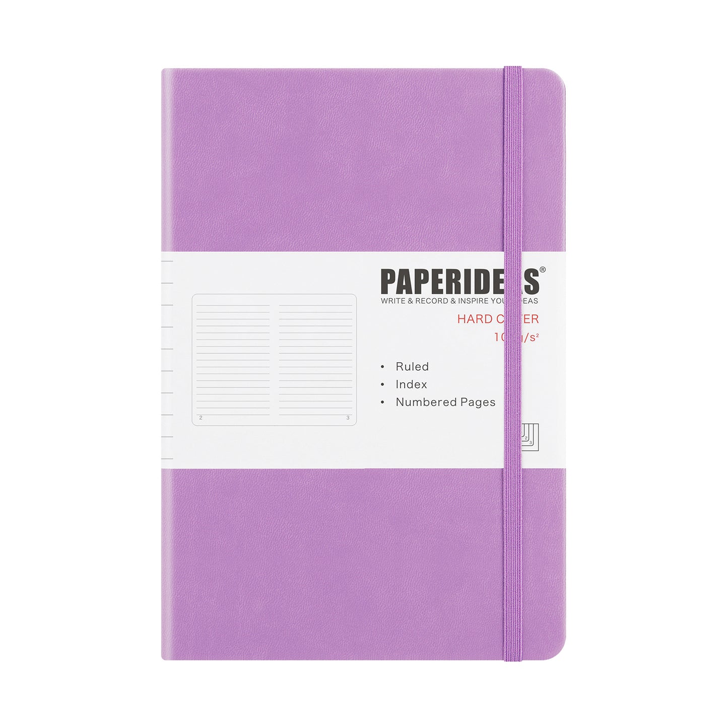 PAPERIDEAS Notebook, hard cover, A5 size (14.3 x 21 cm),  Ruled, Squared, and Dotted Pages,  with elastic band
