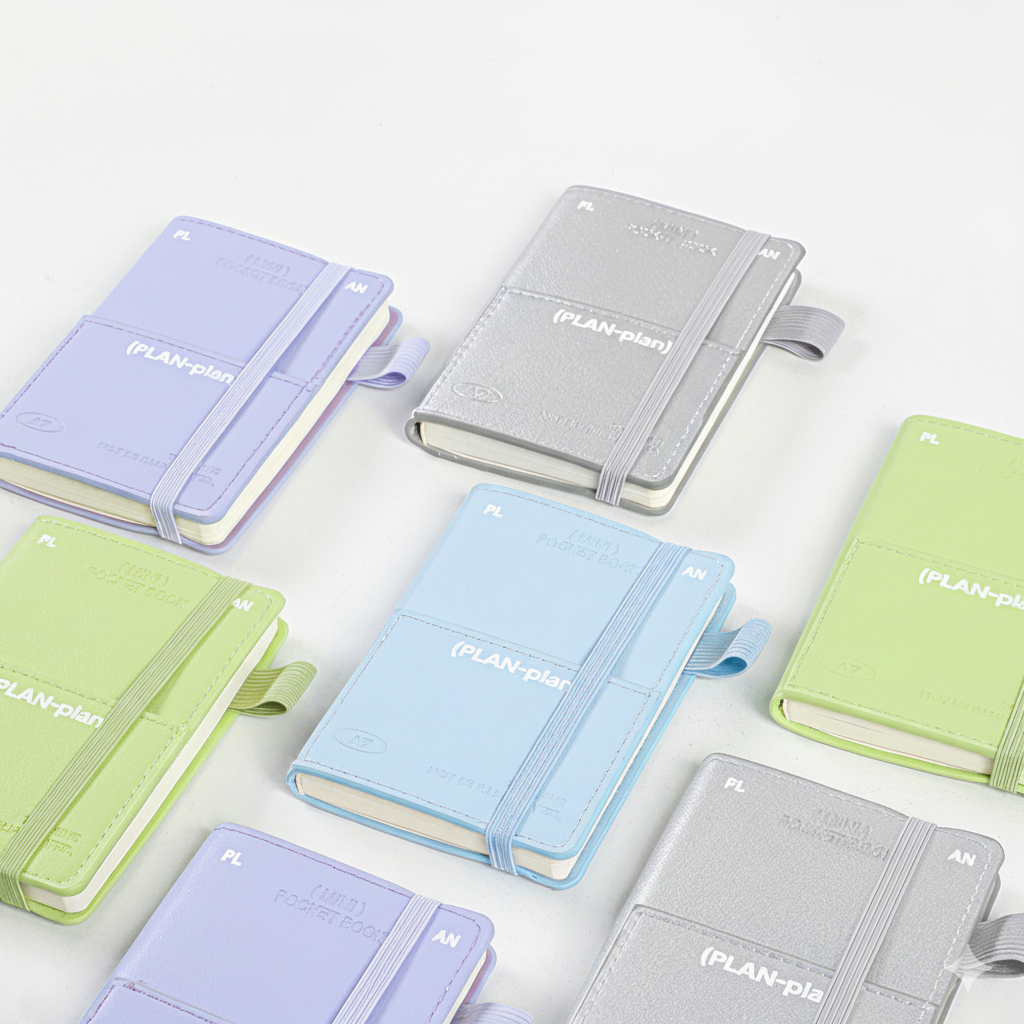 【新発売】 ミニノート A7 無地 方眼 PUカバー 防水 ペンホルダー ゴムバンド付き A7ノート 小さいノート ミニ手帳 小さい a7サイズ 手帳 Planwith mini 全4色