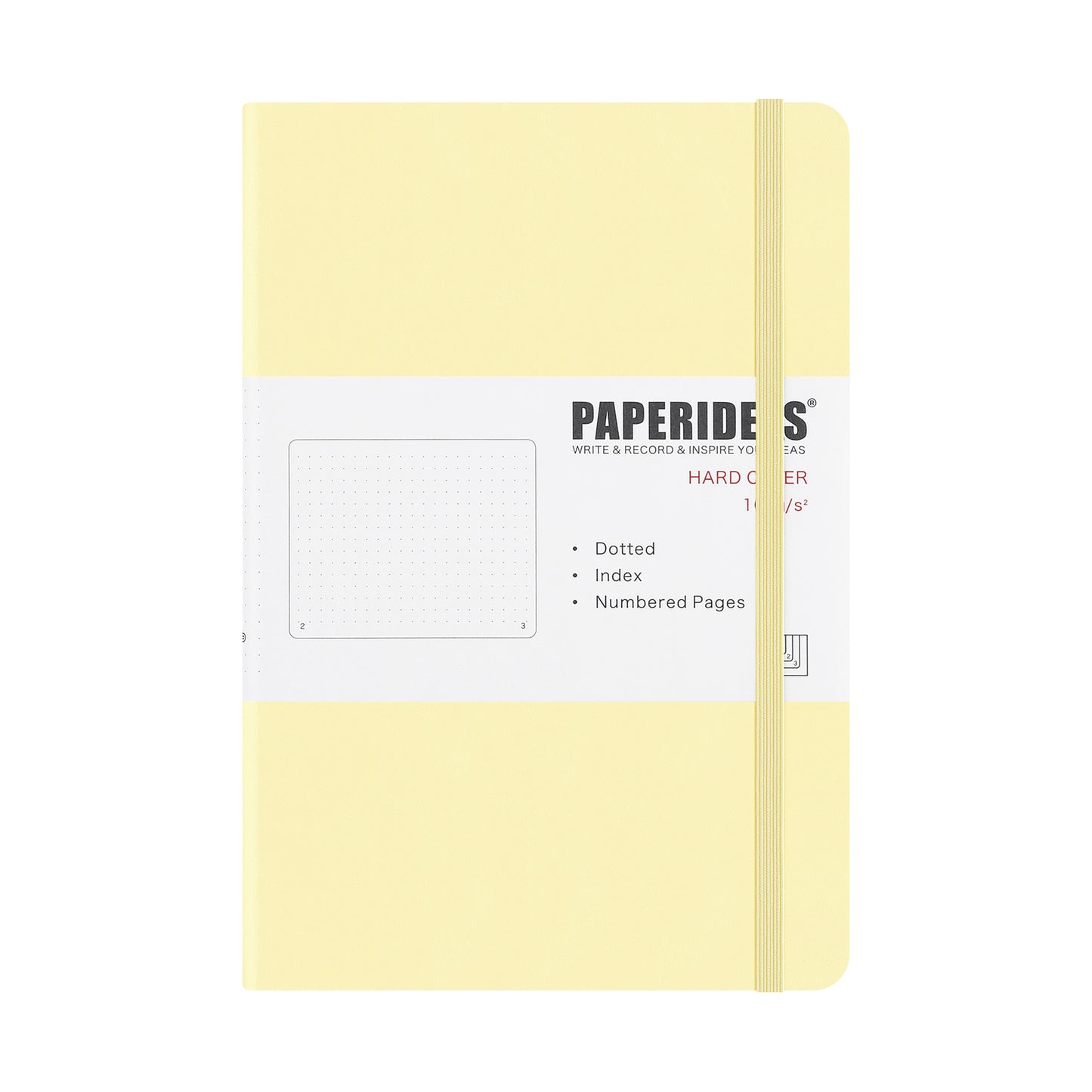 PAPERIDEAS  ノート  ハードカバー  A5サイズ(横14.3×縦21 cm)　横罫/方眼/ドット罫　栞紐2本・ページ番号・ゴムバンド付き