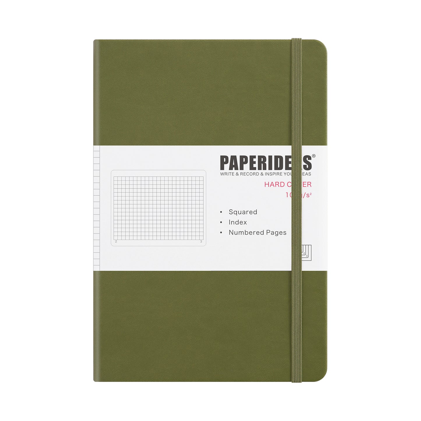 PAPERIDEAS Notebook, hard cover, A5 size (14.3 x 21 cm),  Ruled, Squared, and Dotted Pages,  with elastic band
