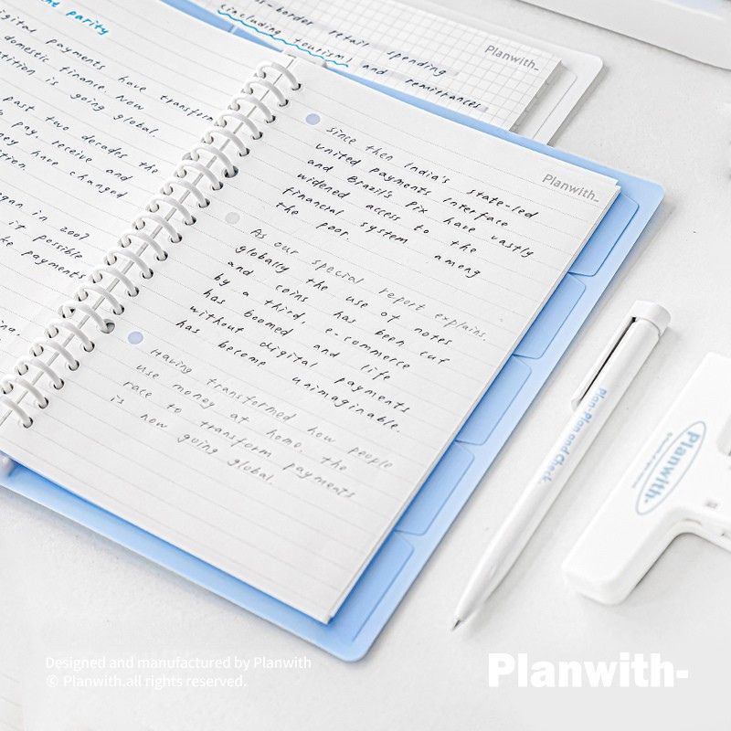 【新発売】Planwith Savvy ハードカバー ルーズリーフバインダー A4/A5/B5サイズ｜100g上質紙 替えリフィル対応 書き心地なめらか 学生向け 資料整理 ノート 勉強用 仕事用 日記 ギフト 全6色