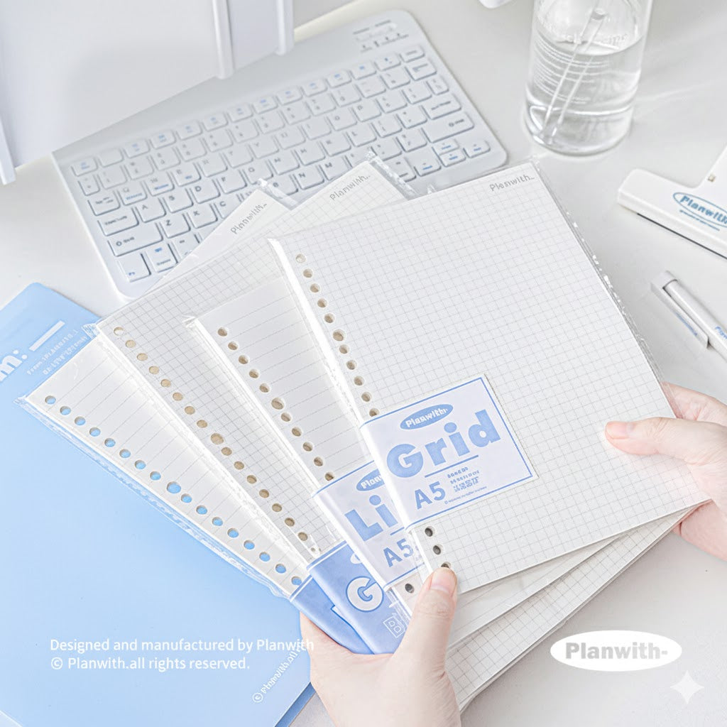 【新発売】Planwith Savvy ハードカバー ルーズリーフバインダー A4/A5/B5サイズ｜100g上質紙 替えリフィル対応 書き心地なめらか 学生向け 資料整理 ノート 勉強用 仕事用 日記 ギフト 全6色