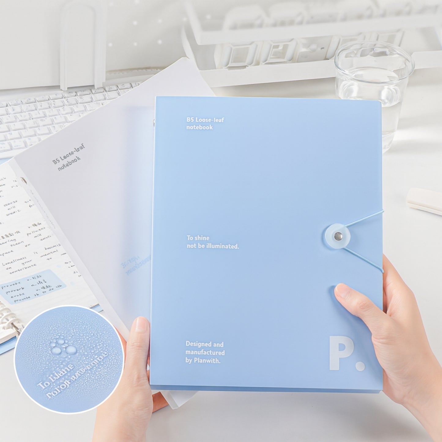 【新発売】Planwith ルーズリーフバインダー B5 ノート おしゃれ くすみカラー かわいい 書けるインデックスシール 透明仕切り付き 防水PPカバー