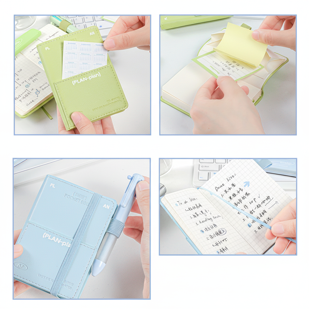 【新発売】 ミニノート A7 無地 方眼 PUカバー 防水 ペンホルダー ゴムバンド付き A7ノート 小さいノート ミニ手帳 小さい a7サイズ 手帳 Planwith mini 全4色