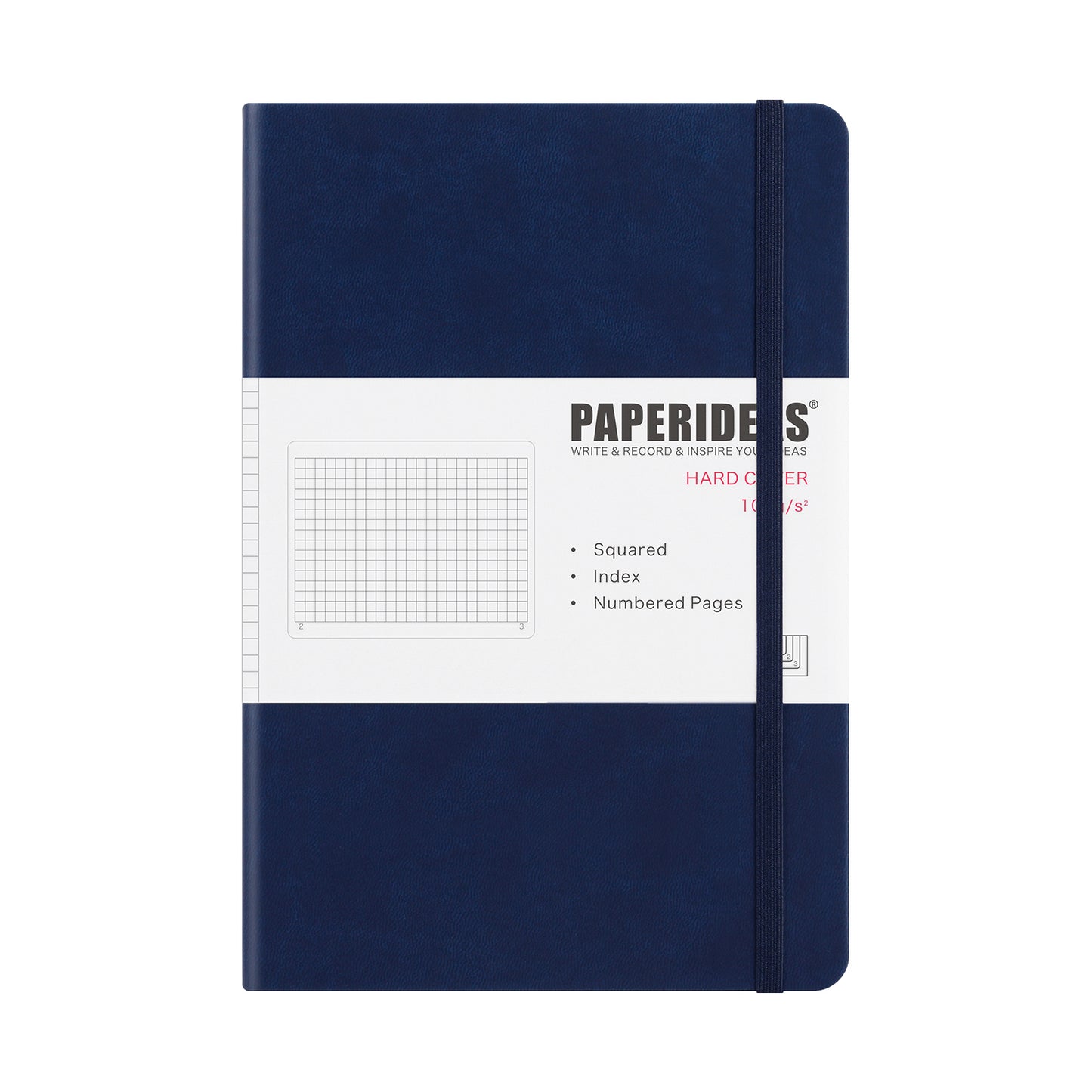 PAPERIDEAS Notebook, hard cover, A5 size (14.3 x 21 cm),  Ruled, Squared, and Dotted Pages,  with elastic band