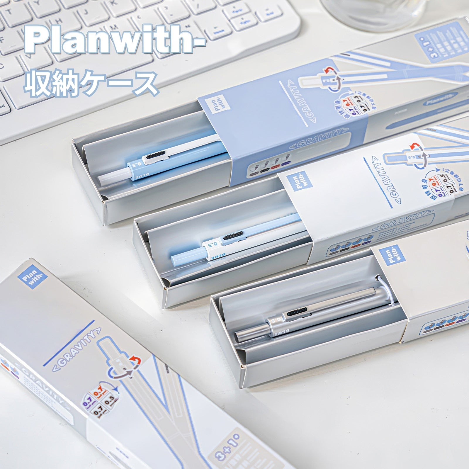 新発売】4in1 多機能ペン ノック式 3色ボールペン（黒・赤・青）＋