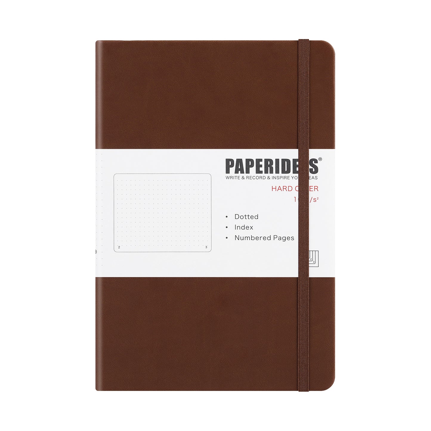 PAPERIDEAS Notebook, hard cover, A5 size (14.3 x 21 cm),  Ruled, Squared, and Dotted Pages,  with elastic band
