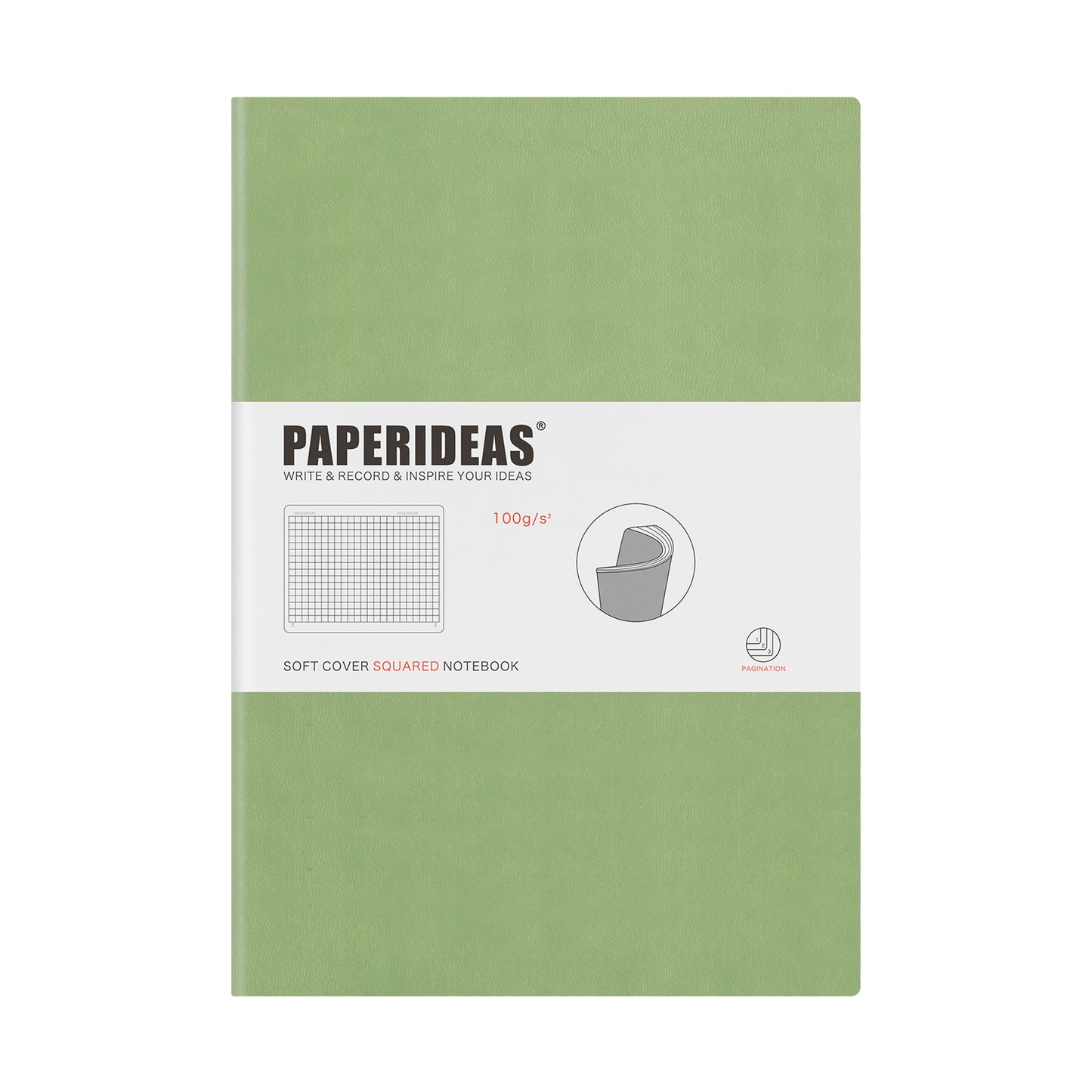 PAPERIDEAS Notebook B5 size (17.2cm wide x 24.6cm long) Leather soft cover All pages numbered Ruled, Squared, Dotted