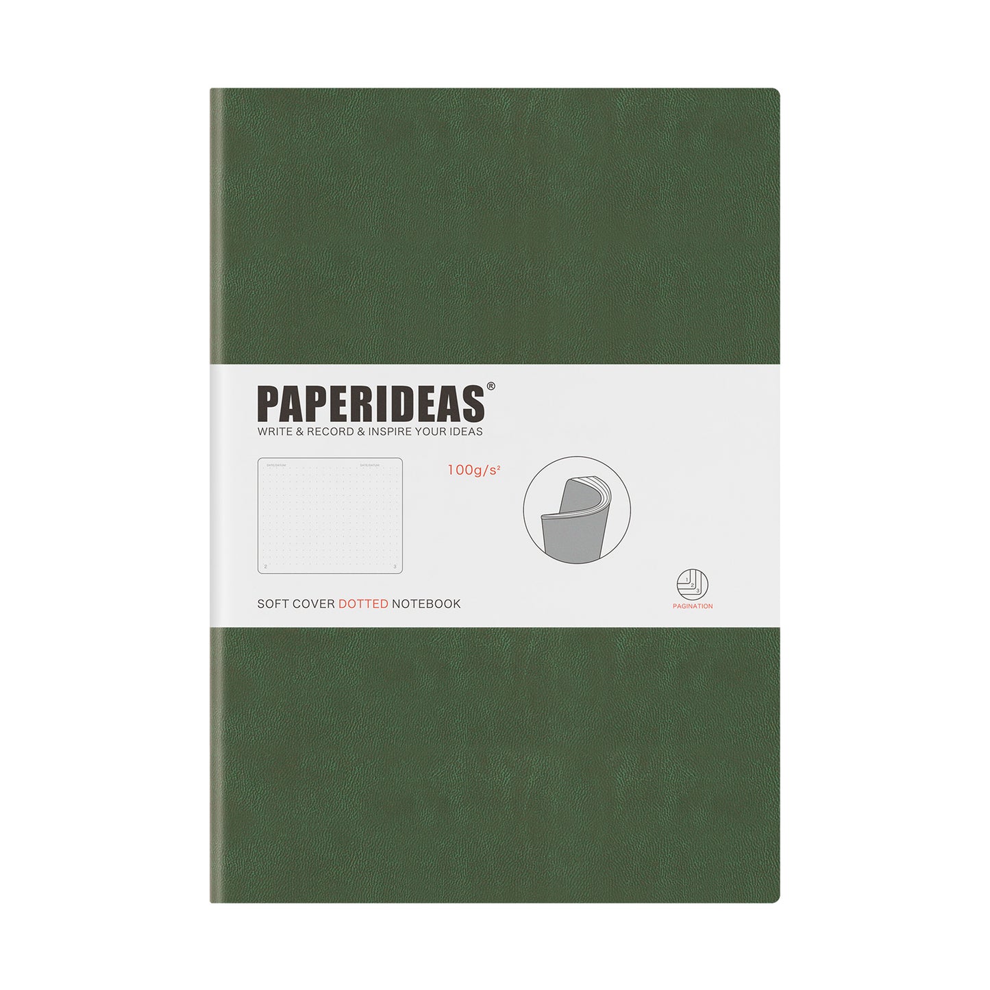 PAPERIDEAS Notebook B5 size (17.2cm wide x 24.6cm long) Leather soft cover All pages numbered Ruled, Squared, Dotted