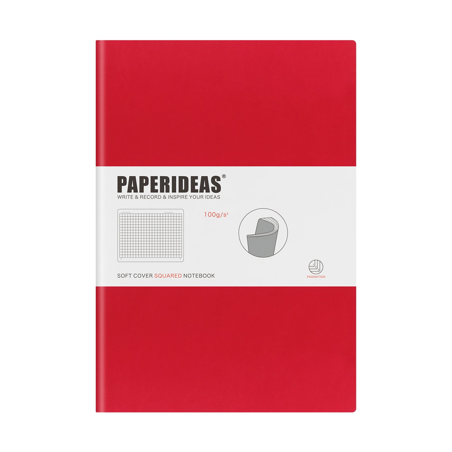 PAPERIDEAS Notebook B5 size (17.2cm wide x 24.6cm long) Leather soft cover All pages numbered Ruled, Squared, Dotted
