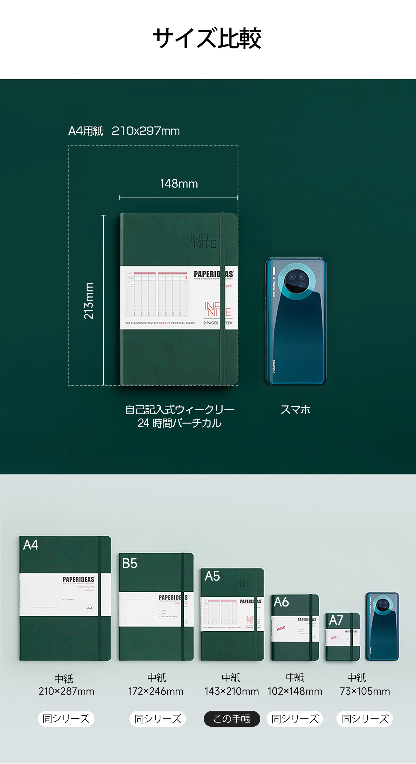 PAPERIDEAS 自分管理手帳 DIY記入式 週間バーチカルタイプ A5サイズ ハードカバー