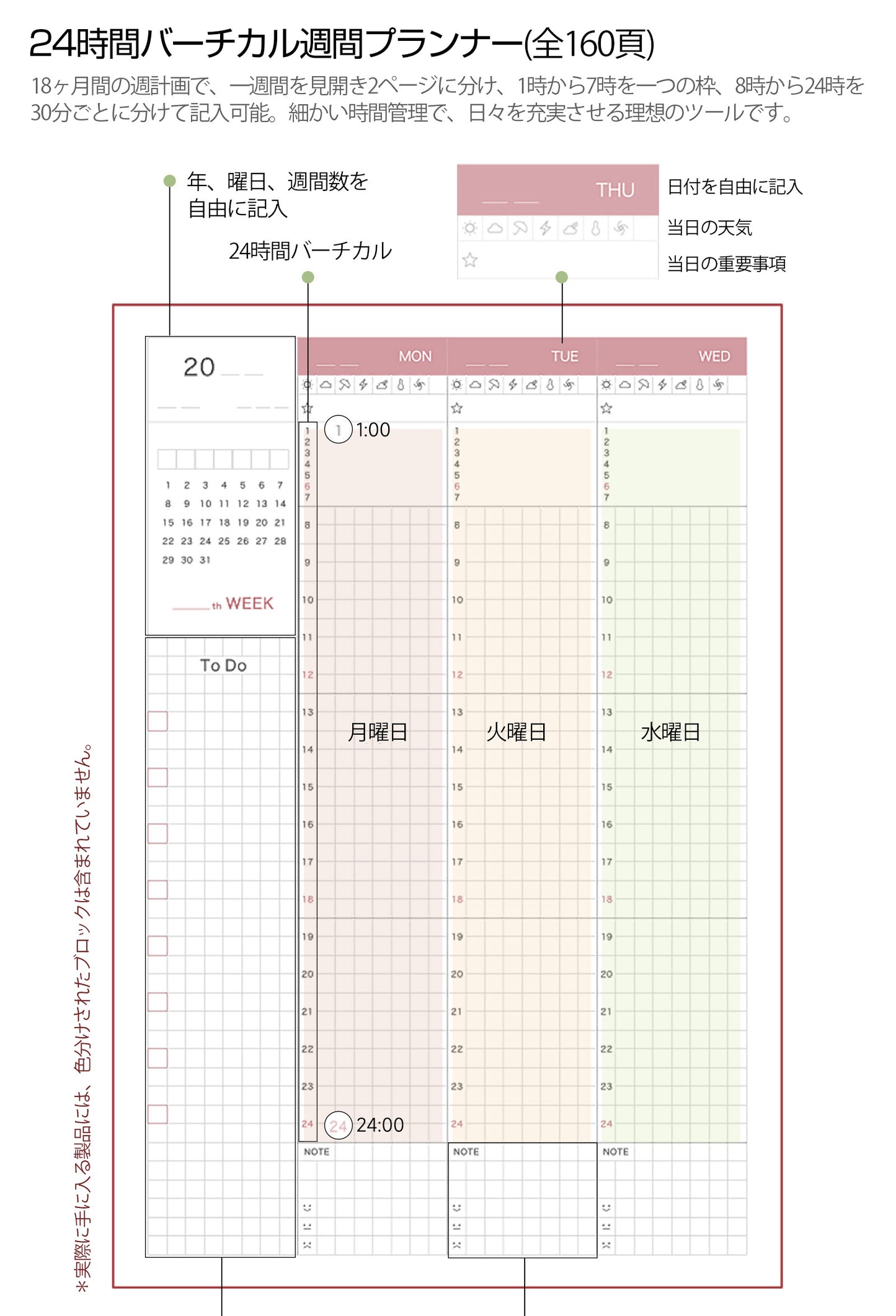 PAPERIDEAS 自分管理手帳 DIY記入式 週間バーチカルタイプ A5サイズ ハードカバー