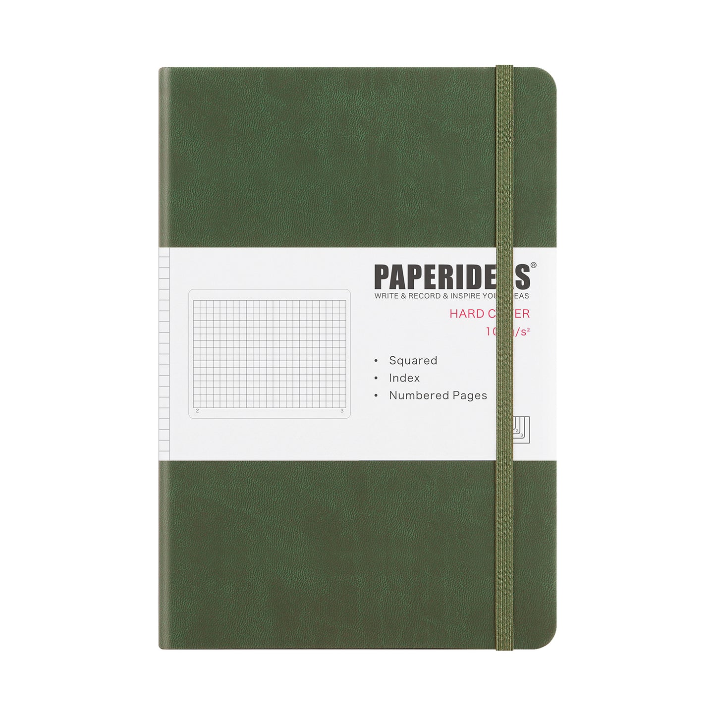 PAPERIDEAS Notebook, hard cover, A5 size (14.3 x 21 cm),  Ruled, Squared, and Dotted Pages,  with elastic band