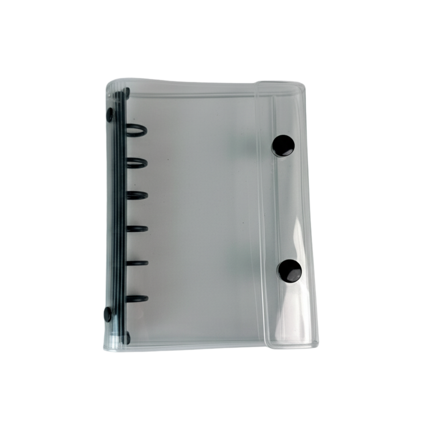 透明 シール帳 A7サイズ ダブルボタン PVCカバー カラフルリング 6穴 ミニ手帳 ノート 学生用 メモ 推し活 コラージュにも