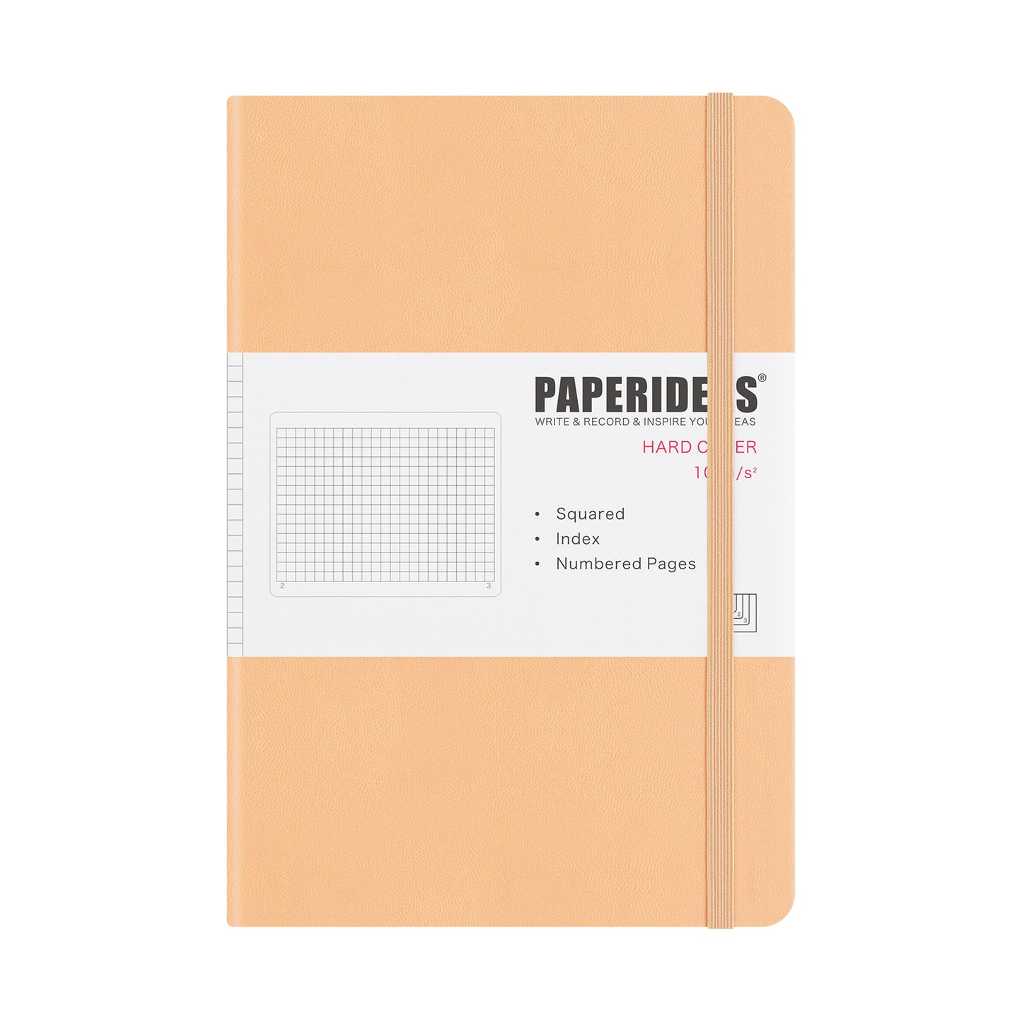 PAPERIDEAS  ノート  ハードカバー  A5サイズ(横14.3×縦21 cm)　横罫/方眼/ドット罫　栞紐2本・ページ番号・ゴムバンド付き