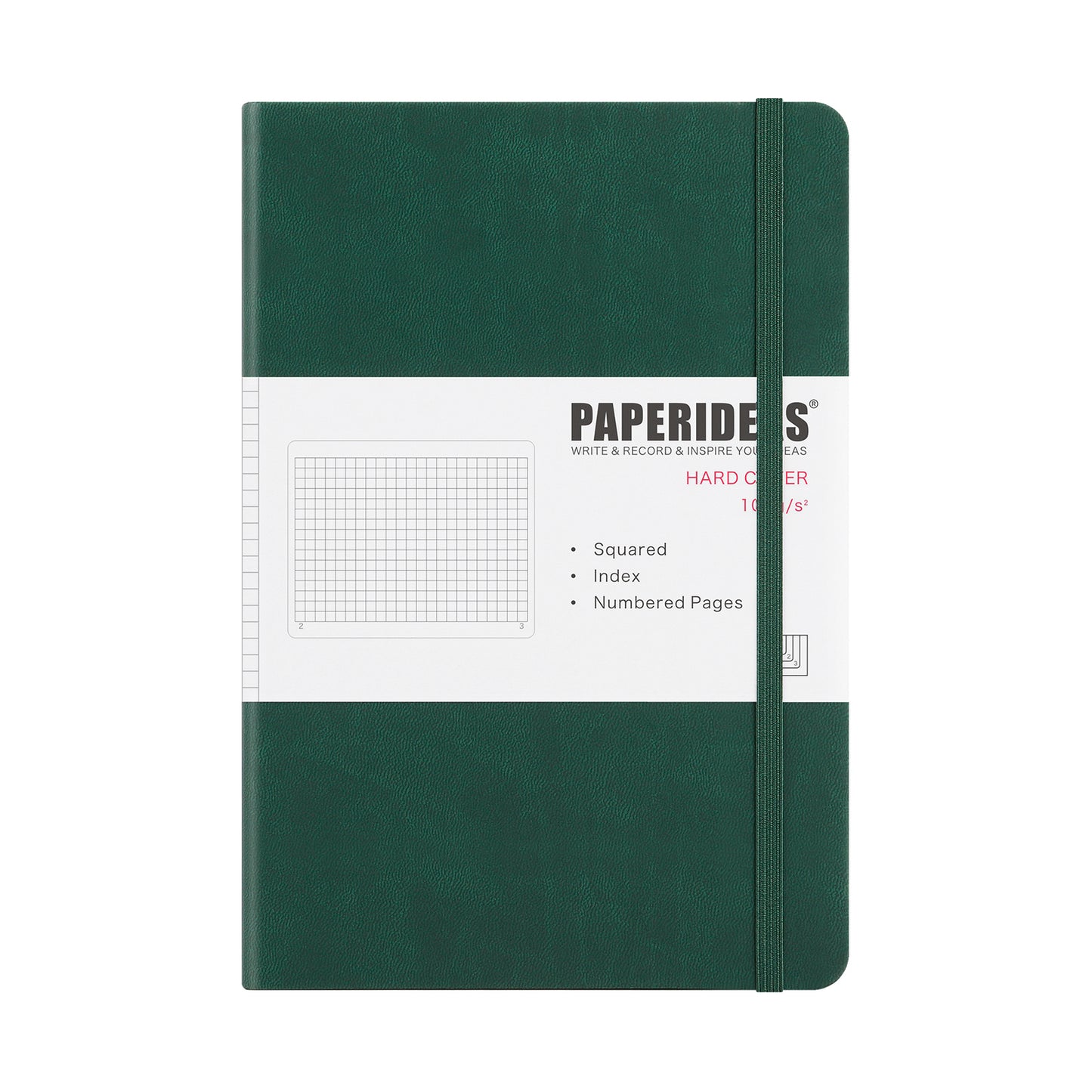 PAPERIDEAS Notebook, hard cover, A5 size (14.3 x 21 cm),  Ruled, Squared, and Dotted Pages,  with elastic band
