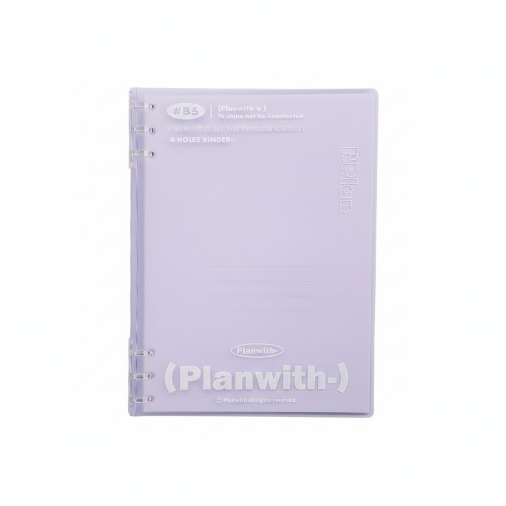 【新発売】Planwith ソフト ルーズリーフバインダー B5 6穴（2×3穴）｜ノートのように使える 360°折り返しタイプ 100g上質紙 勉強用 仕事用 日記 ギフト 全4色