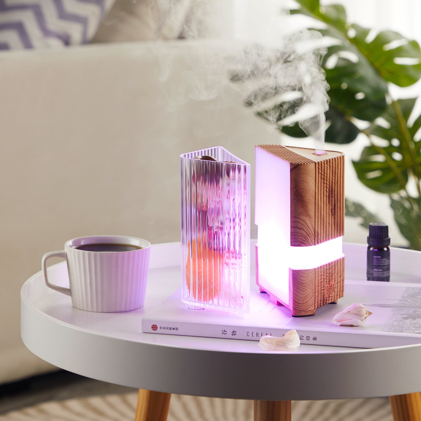 多機能アロマセラピーディフューザー：カスタマイズ可能なLED7色変換ライト搭載