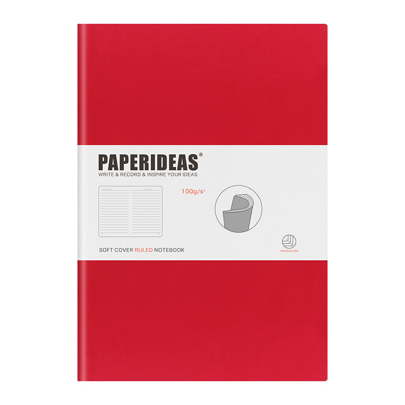 PAPERIDEAS Notebook B5 size (17.2cm wide x 24.6cm long) Leather soft cover All pages numbered Ruled, Squared, Dotted